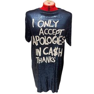 Blue sequins t shirt dress